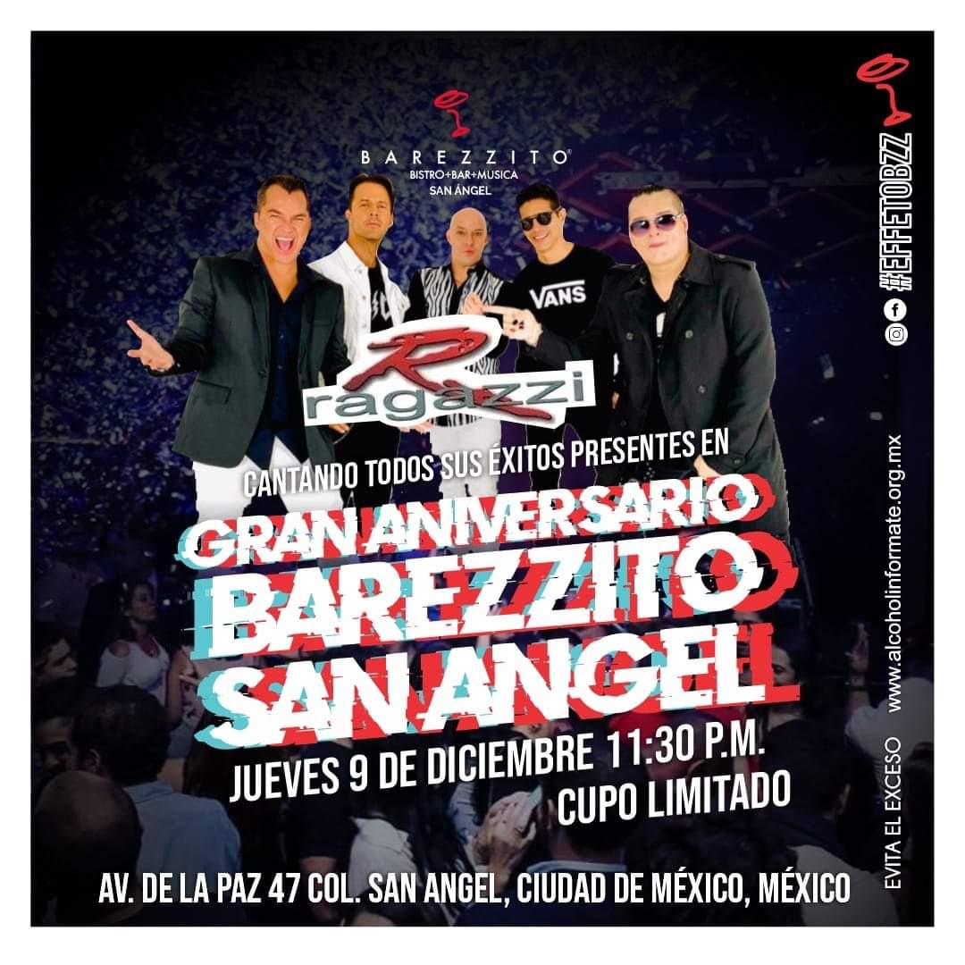 Hoy es el día de divertirse y disfrutar de un gran show. En <a href="/Barezzito_DF/">Barezzito</a> Barezzito San Ángel. <a href="/RagazziOFICIAL/">Grupo Ragazzi</a>
