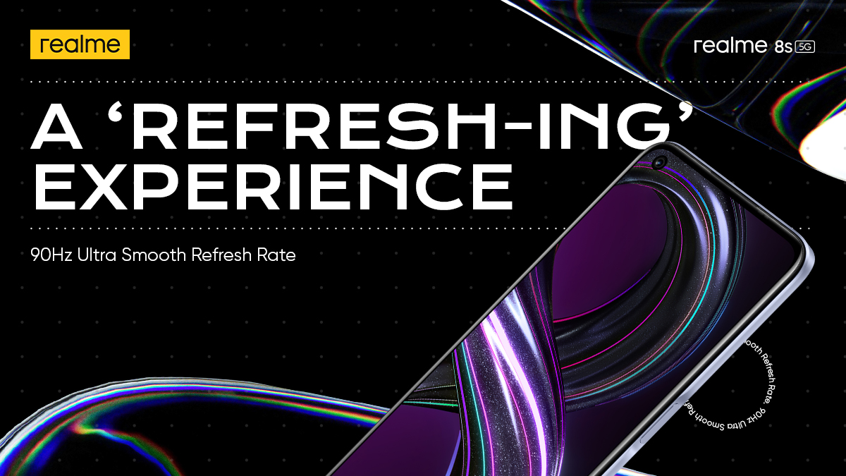 realmeIndia's tweet photo. The 90Hz Ultra Smooth Refresh Rate in the #realme8s5G gives you better user experience, and both sensory & tactile enjoyment!
#InfinitelyPowerful
Buy now: https://t.co/YLGfhIRNkO https://t.co/SusciMeFMU