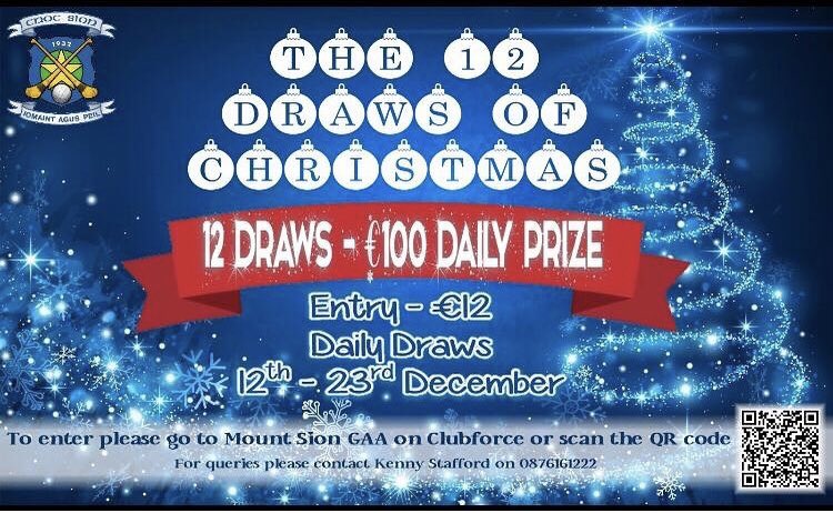 Only a couple of days left to enter or Christmas draw , “12 DRAWS OF CHRISTMAS”. Anyone wants to enter drop me a DM. @WaterfordGAA @MountSionGAA @AussieGleeson @nickymac14