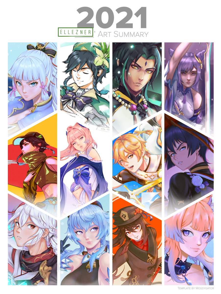 ElleznerArt's tweet photo. Not in particular order but these are my favorite works this year! Looking at this now, I’m consistently inconsistent with my style and I like it that way. :) #2021artsummary https://t.co/eVLPBol4ef