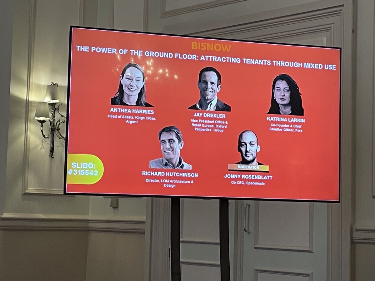 I enjoyed speaking about #esg &amp; #office occupier trends ⁦<a href="/BisnowEurope/">Bisnow Europe</a>⁩ London End of Office event. Also thought this panel was superb, talking about how you can create value through optimisation of the ground floor via events, services &amp; mixed use. #SpaceasaService