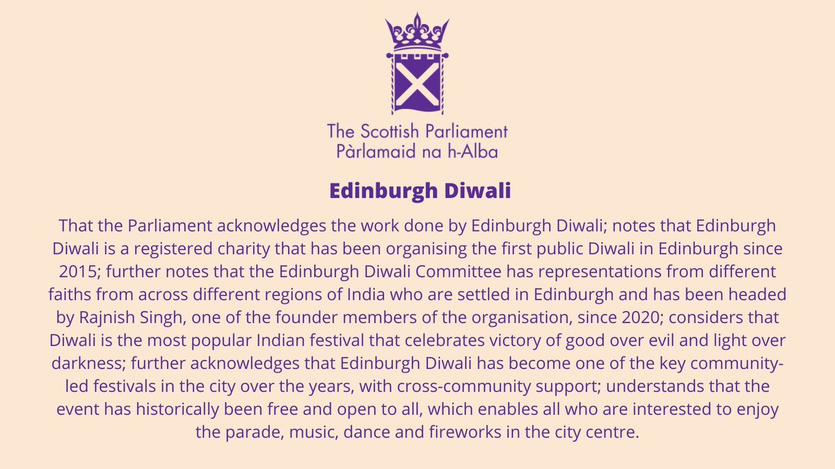 FoysolChoudhury's tweet photo. Edinburgh Diwali contributes massively to the city. 

It has become one of the key community-led festivals in the city over the years, with real cross-community support. 

I'm delighted to show my support by lodging a motion to Parliament. https://t.co/UJliJVy8Rm