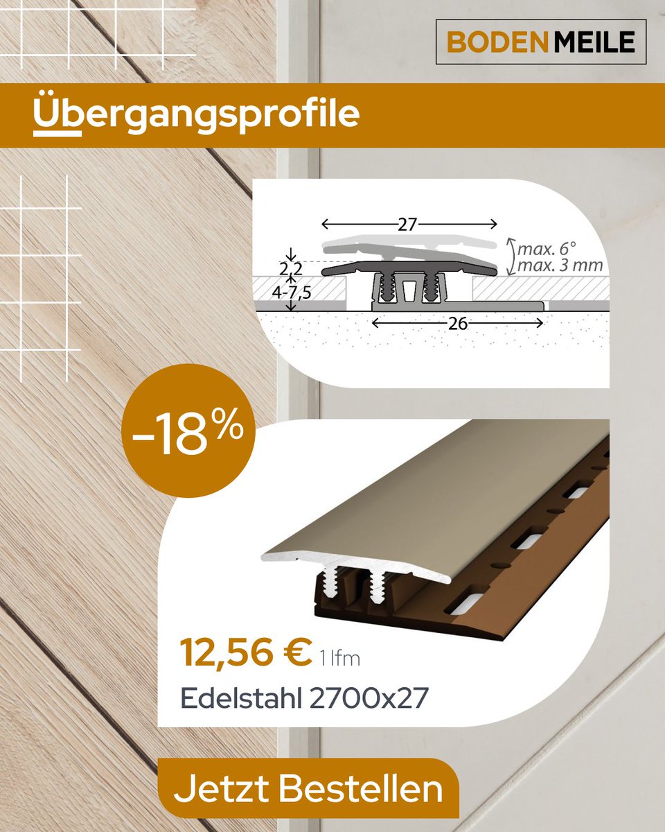 bodenmeile's tweet photo. Schienen und Profile - #Übergangsprofile

https://t.co/fBHsW3fEdi

Bestellen heute online! 

✓ Persönliche Beratung 
✓ Schnelle Lieferung 
✓ Günstige Preise

💻Web.  https://t.co/0LC7dduH56
📞Tel. +49 (0) 89 954590755
✍️Mail. info@bodenmeile.de https://t.co/uJfrc2zENd