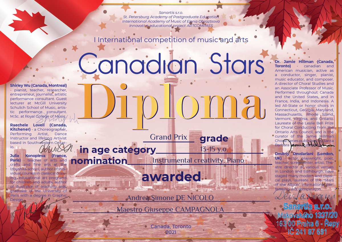 AndreaNicolo's tweet photo. Grand Prix at the first edition of Canadian Stars held in Canada by a Russian cultural association. https://t.co/wHaE6rxb1s