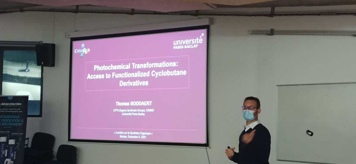 And to close this day full of really interesting talks, @boddaert_thomas  on cyclobutane derivatives #lumieresurlasyntheseorganique #lumomat @CeisamLab @UnivNantes @paysdelaloire