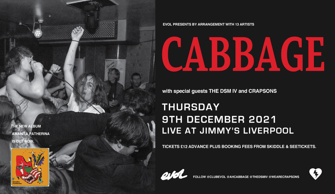 Heads up! We're nearly sold out tonight so if you're planning on coming down to @JimmysLiverpool to say goodbye to <a href="/ahcabbage/">CABBAGE</a> then snap up one of the few remaining on <a href="/seetickets/">See Tickets</a> before 5pm: seetickets.com/event/cabbage/…