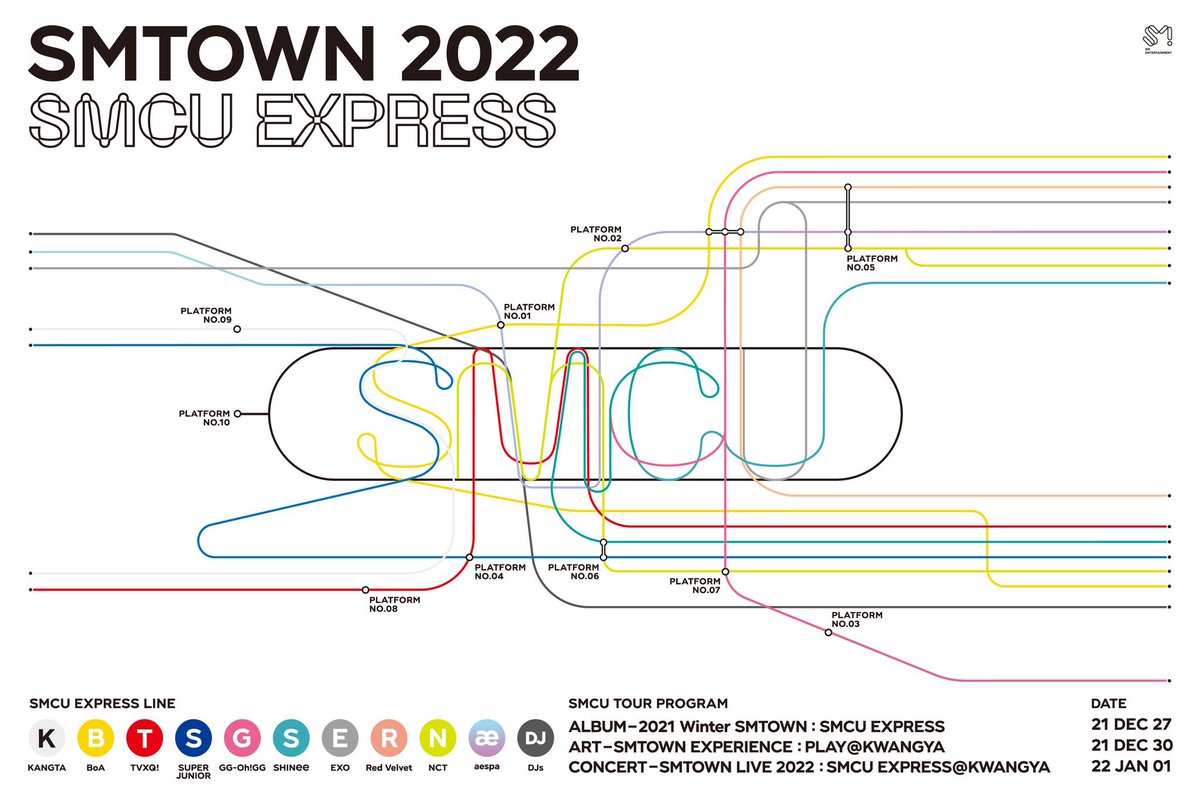 SM ประกาศจะมีคอนเสิร์ต SMTOWN 2022 : SMCU EXPRESS ในวันที่ 1 ม.ค. 2022 ต้อนรับปีใหม่

27 ธ.ค.
- ALBUM : 2021 Winter SMTOWN
30 ธ.ค.
- ART : SMTOWN EXPERIENCE
1 ม.ค.
- CONCERT : SMTOWN LIVE 2022

มีอัลบั้มของ SM, มีกิจกรรมของศิลปิน, มีคอนเสิร์ต 🤔