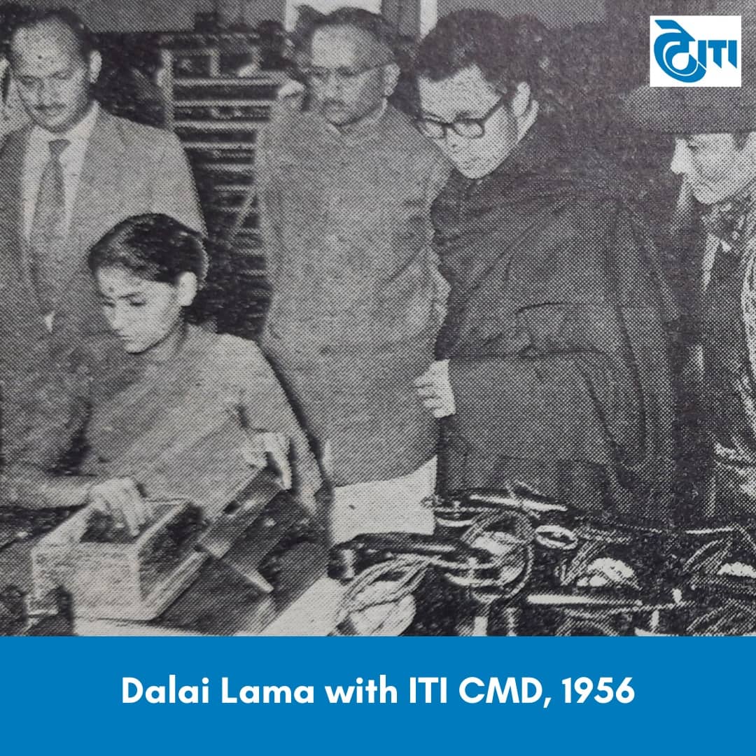 ITILTDINDIA's tweet photo. #throwbackThursday #TheITIJourney In December 1956, the 21 year old Dalai Lama (@DalaiLama) visited Bangalore Plant of the then Indian Telephone Industries Limited (now ITI Limited) while on his official tour to India following the Buddha Jayanti celebrations. #73yearsofservice https://t.co/XhaUzQITq2