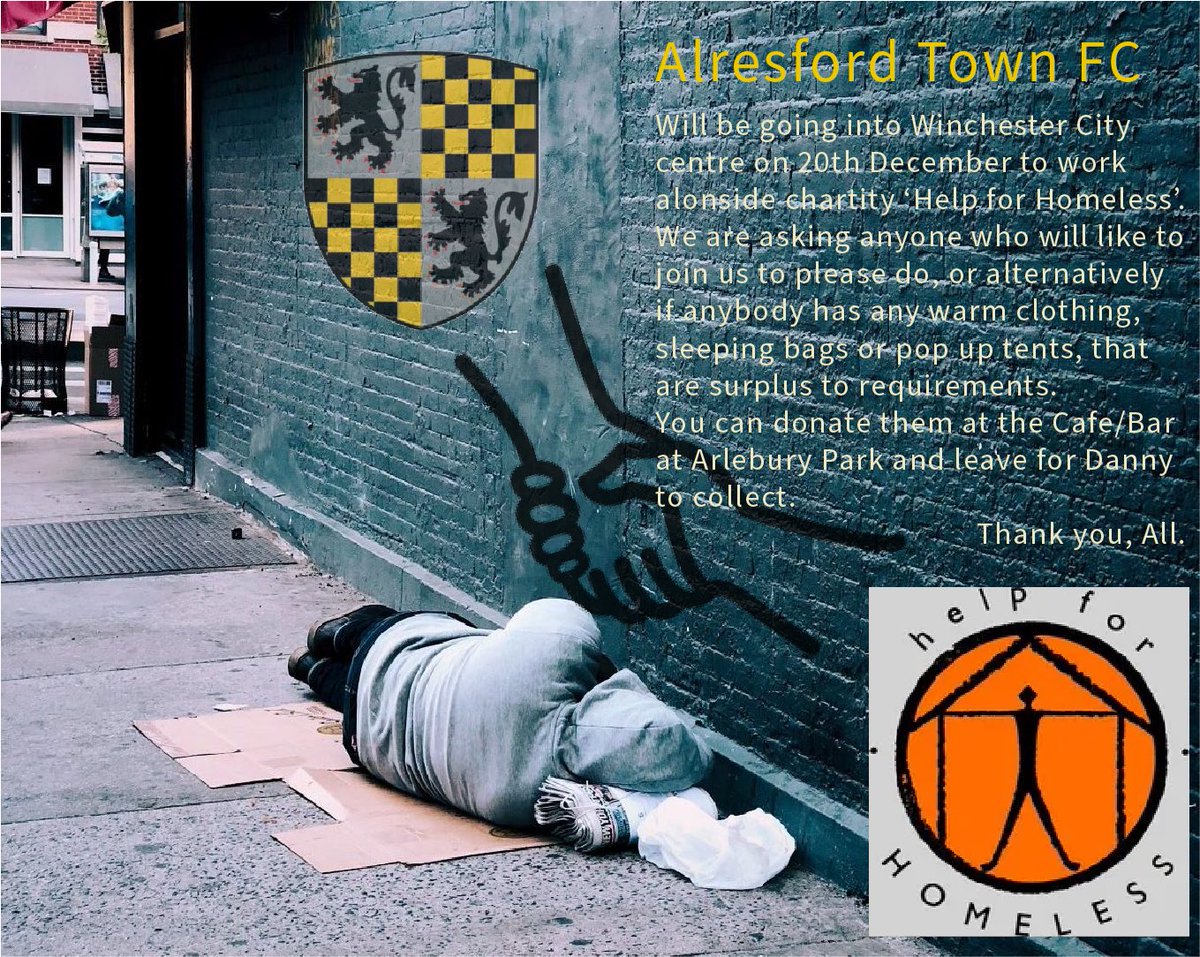alresford_town's tweet image. On December 20th, @alresford_town will be lending a hand with #HelpforHomeless by heading into Winchester City Centre to aid essentials to those that we’re able to help. If you have any warm clothes, sleeping bags or Pop-Up tents that are surplus to requirements, let us know. ♥️