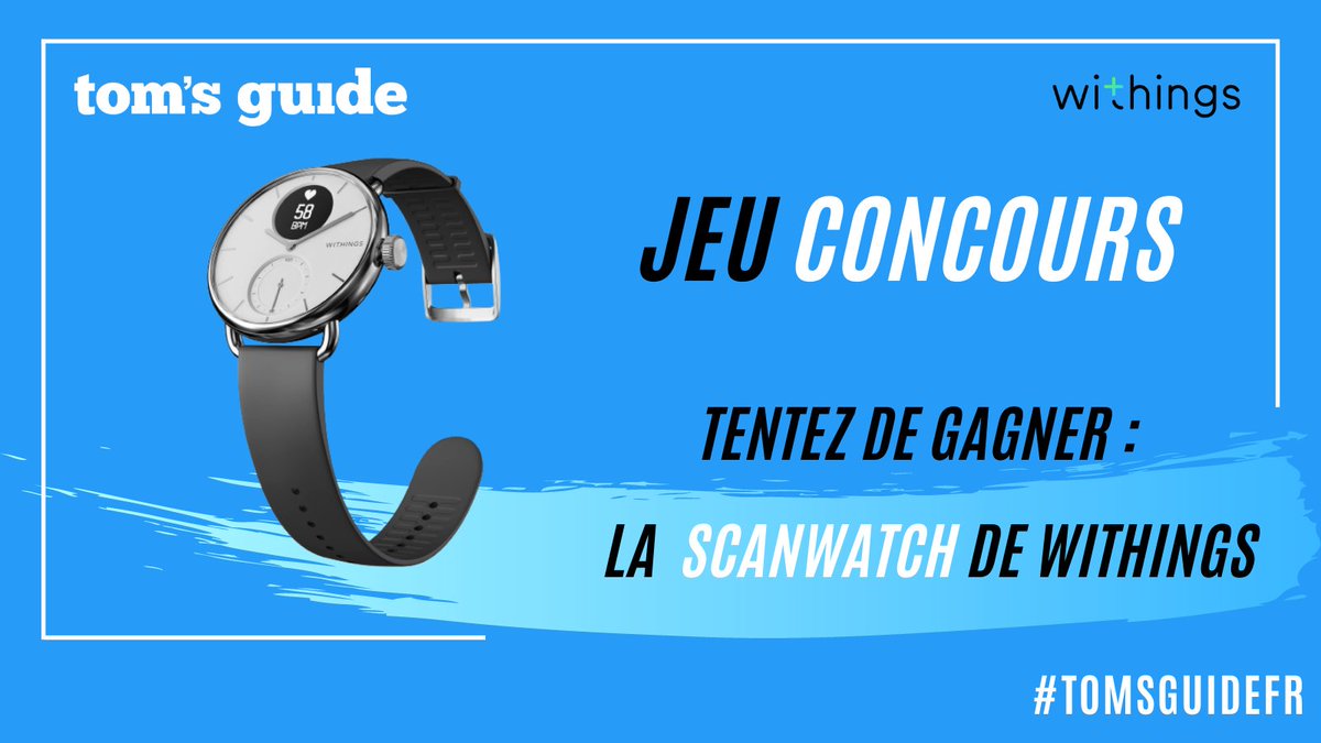 TomsGuideFR's tweet photo. #Concours : tentez de gagner la ScanWatch de Withings
 
Pour participer : 
☑RT
☑ Follow @TomsGuideFR &amp; @WithingsFR 

Du 10/12/21 au 17/12/21 12h. 
Le gagnant sera tiré au sort et contacté en MP.

Bonne chance à tous ! 🍀 https://t.co/jy7oUM2pl7
