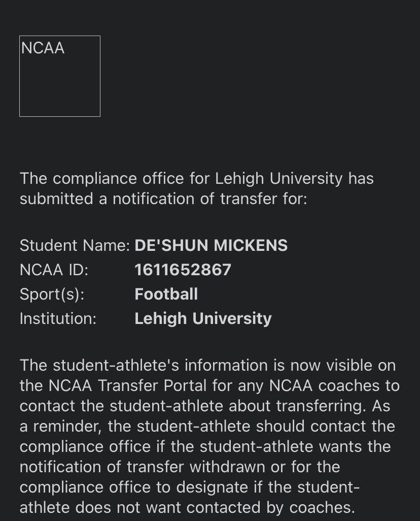 4ShaunMickens's tweet photo. Thank you Lehigh 🤎🙏🏾 https://t.co/f5fdnPYUAr