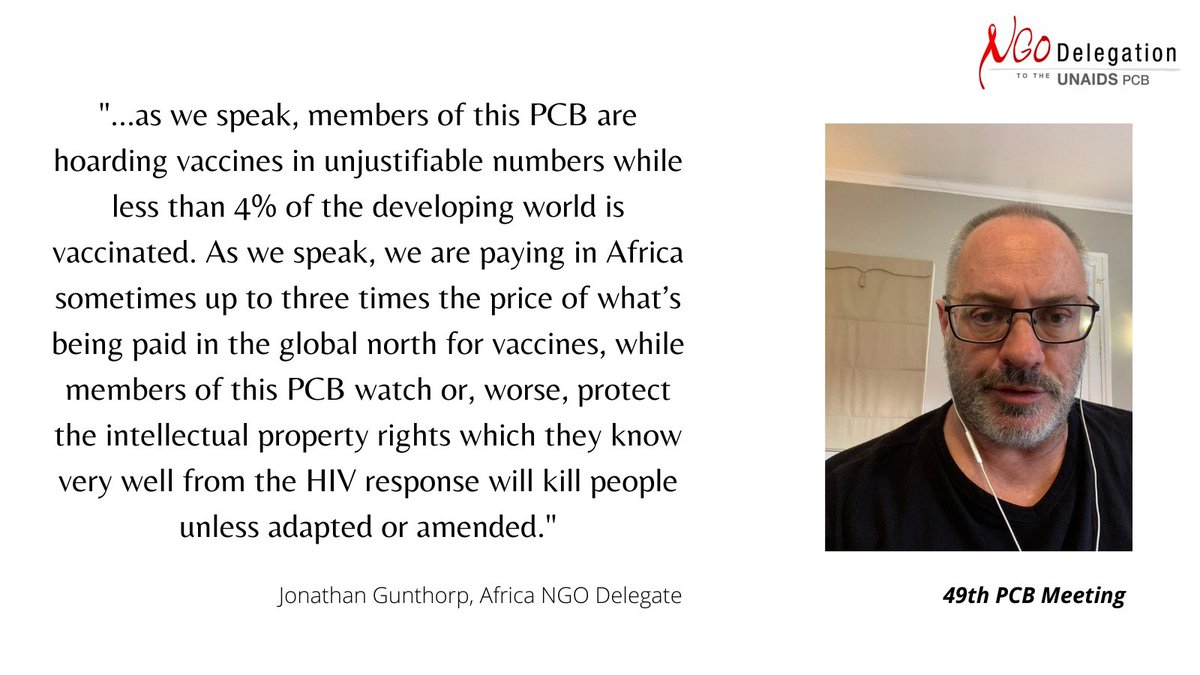 ngopcb's tweet photo. You may read the entire intervention of Jonathan Gunthorp, Africa, on agenda item 6 (Follow up to the 48th PCB Thematic Segment) here:
https://t.co/sfHCWfelxO
#PCB49 #UNAIDS https://t.co/YZLyFpfXyQ