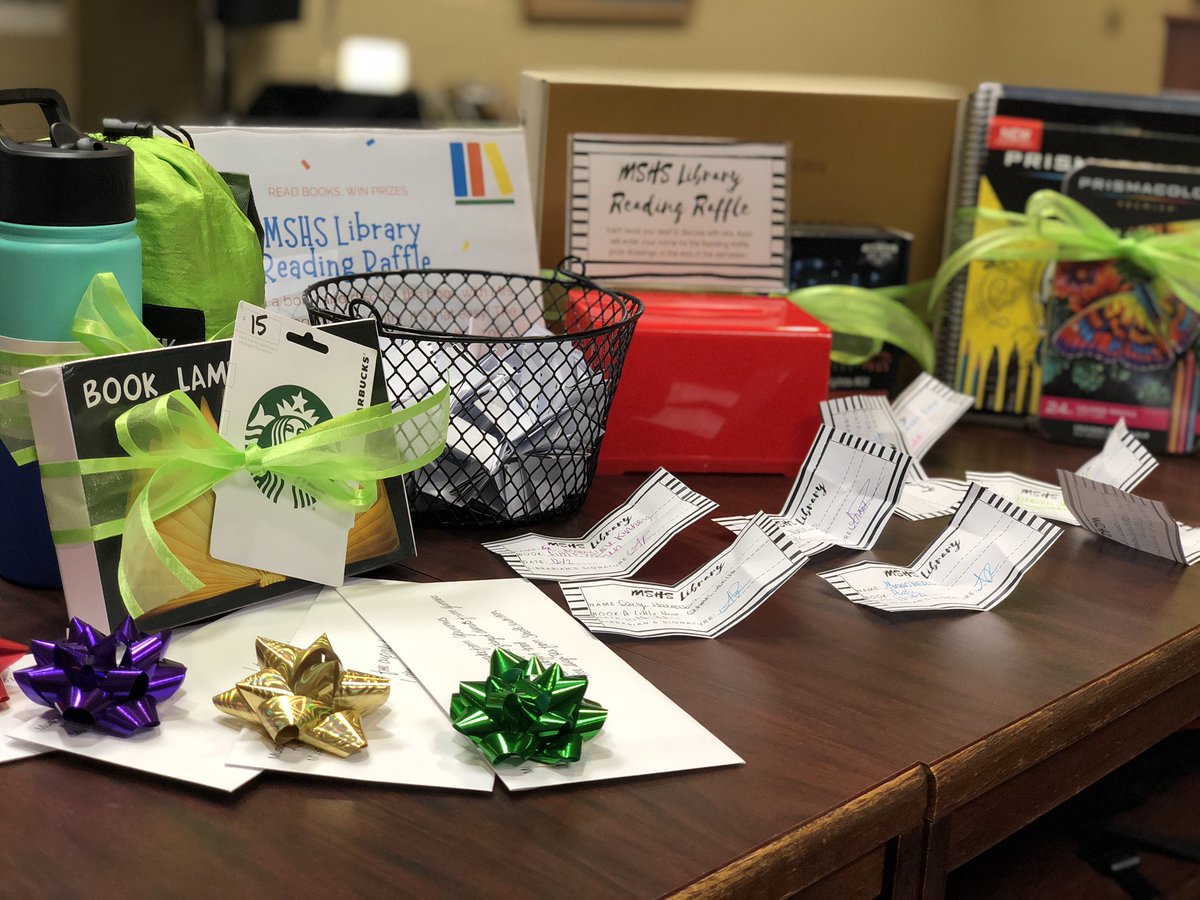 mshslib's tweet photo. It’s time to draw names for the 1st @mshslib #readingraffle! We had a total of 71 entries! Congrats to all the winners &amp; a big thanks to all the community partners for donations!!! @TrojansMSHS @MSCSTrojans https://t.co/eZweAWPQI9