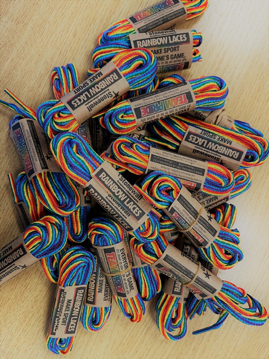 Excited to have received our @StonewallUK #RainbowLaces as part of their campaign to celebrate the impact that sport has on LGBTQ+ people and the impact that #LGBTQ+ people have on sport. #laceupandspeakup