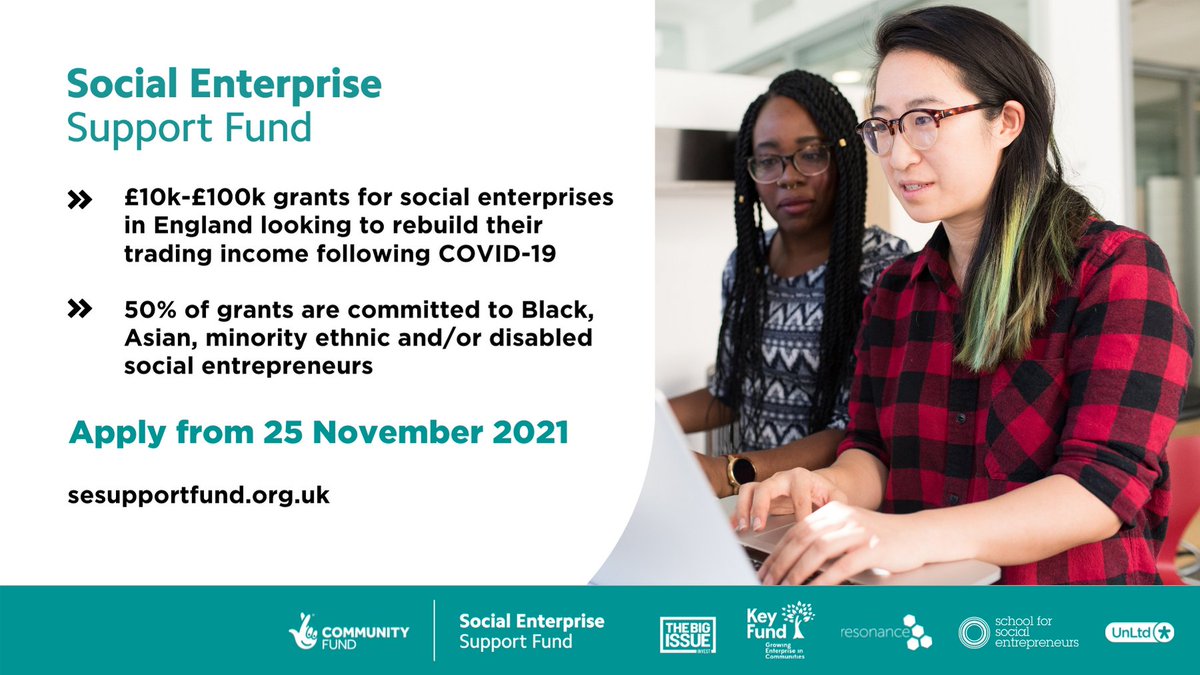 Excited to publicise @bigissueinvest @keyfund @resonanceltd @SchSocEnt @UnLtd are launching the Social Enterprise Support Fund -
£16.3m to ensure social enterprises can be at the heart of the recovery from COVID-19 - sesupportfund.org.uk
Funded by @TNLComFund #SESupportFund