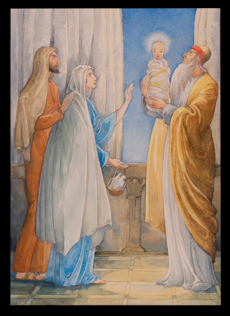 ADVENT CALENDAR DAY 9
🎄
This painting of the Presentation in the Temple (Luke 2:25–35), an early episode in the life of Jesus Christ, was made by Maud Petersham, an artist from Woodstock, New York. Click here for more information about this object: bit.ly/33f9TUW