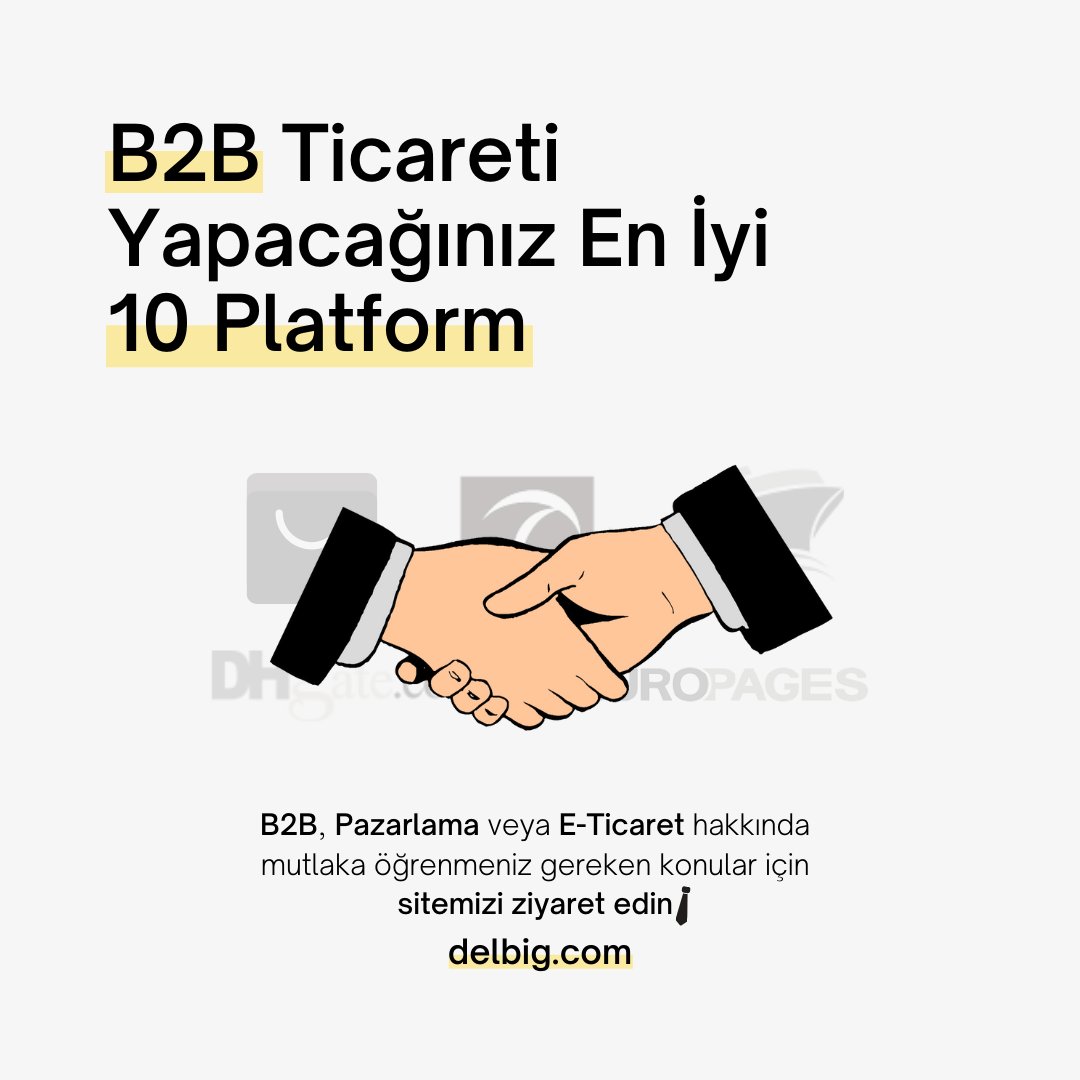 Birçok iş modelinin hayatımıza entegre olmasıyla birlikte B2B de birçok sektörde kendini göstermektedir. 
Peki B2B pazarlama yöntemini en iyi yapan firmalar hangileri biliyor musunuz? Yazımızı biyografi üzerinde bulunan linkten okuyabilirsiniz.

#b2b #eticaret #b2bmarketing