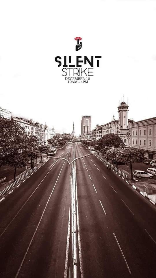 suu_hm's tweet photo. is TOMORROW ‼️
Please stay at home🙏🏻🙏🏻
From 10AM to 4PM👊🏻👊🏻
#SilenceStrike 
#Dec10th 
#MyanmarHumanRightsDay2021
#WhatsHappeningInMyanmar 
#yangon https://t.co/uF1Oekw4QA