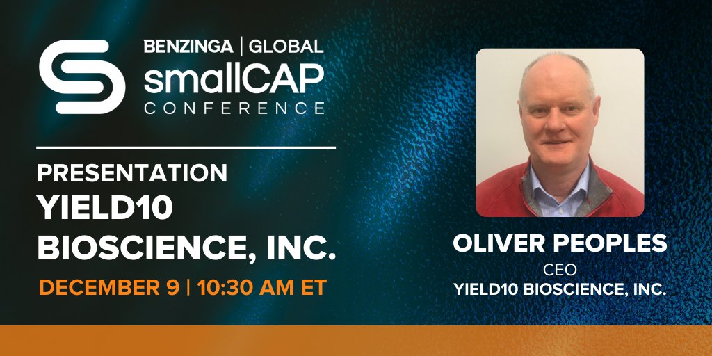 Benzinga's tweet image. LIVE IN 5: Oliver Peoples of @Yield10Bio $YTEN will be presenting NEXT at our Global Small Cap Conference! Be sure to tune into the livestream NOW to hear from this agricultural bioscience company! hubs.ly/H0_Y4fl0 #BZSmallCap #stocks #trading #investing