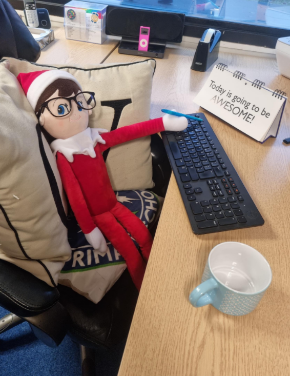 GrangeValley1's tweet photo. We have a new Headteacher today....Mr McJingles! Elf school it is! #elfwatch #cheekyelf #newheadteacher https://t.co/wtZ20hJJ1o