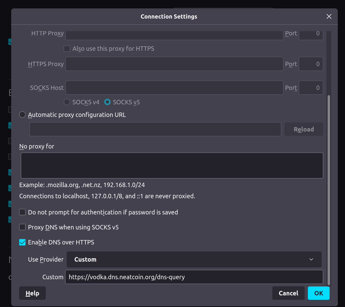 neatcoin's tweet photo. @firefox A pop-up screen appears and once again scroll all the way down and select "Enable DNS over HTTPS"

For Use Provider select: Custom
and paste in
https://t.co/pG9J1F1QX4 https://t.co/p4mjVxllWr