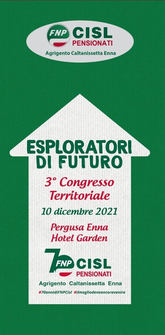 fnp_ag_cl_e's tweet photo. Domani 10 dicembre 2021 
3° Congresso FNP CISL AG CL EN a Pergusa Enna.
Con: 
- @AlfioGiulio Segretario Generale Fnp Cisl Sicilia
- Sebastiano Cappuccio  Segretario Generale Cisl Sicilia
- @e_didone Segretario Nazionale Fnp Cisl
@FnpCisl @samontalbano49 @CislSicilia
@ragazzini_p https://t.co/nCUxPDIMIm