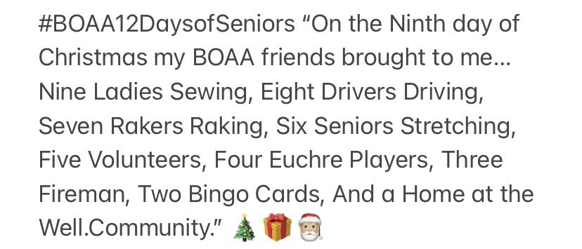 #BOAA12DaysofSeniors Click link in bio to donate! 🎄🎁🎅🏼