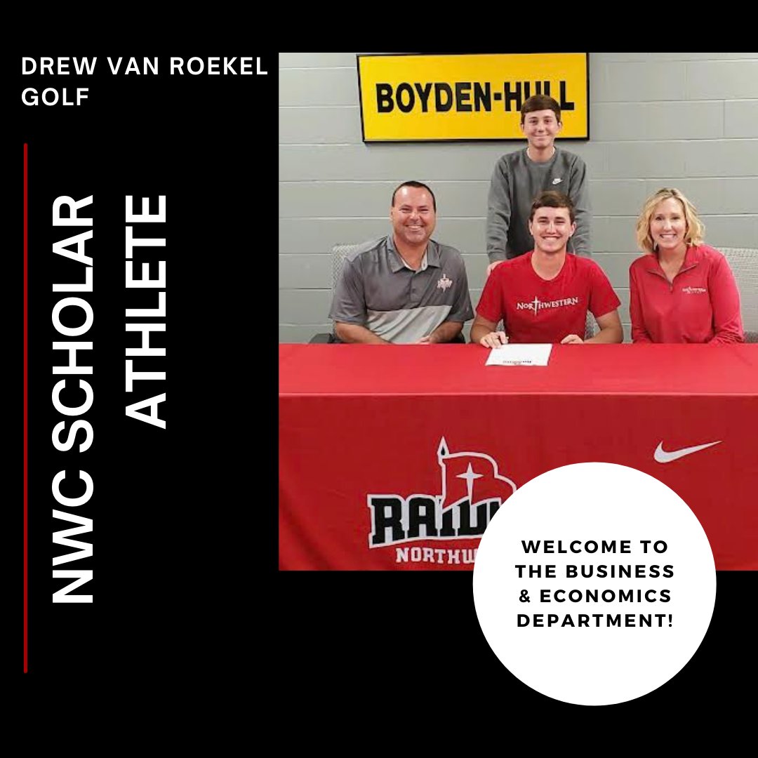 nwciowabusiness's tweet photo. We're excited to have Drew Van Roekel study with us next fall as he continues his golf career with @nwcmgolf! #nwcbusecon #RaidersStandOut https://t.co/P7IfeKQ6Xc