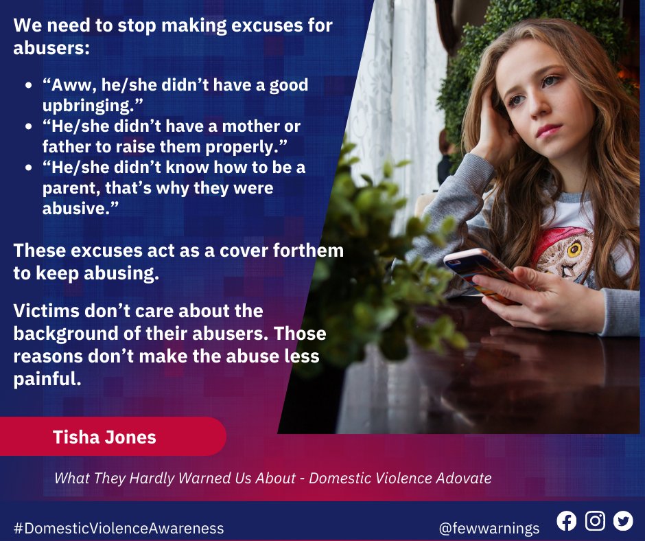 fewwarnings's tweet photo. Abusers flourish by 'playing the victim'. They love when we feel sorry for them, allowing the abuse to continue. When we sympathize with abusers, we are ignoring the victim. 
Say no to domestic violence.

#anxietyawareness #healingtrauma #abuse #toxic 
#DomesticViolenceAwareness https://t.co/We2ctegnGV