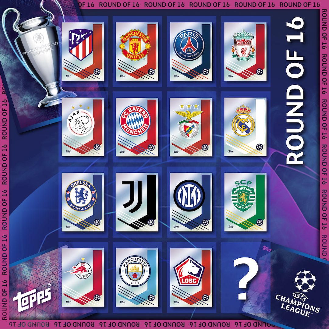 Topps_UK's tweet photo. The #UCL Round of 1️⃣6️⃣ line up is almost complete! 🔥

Which team are you backing to go all the way? 🤔 

#footballstickers #uclstickers https://t.co/j7YDst7Jmh