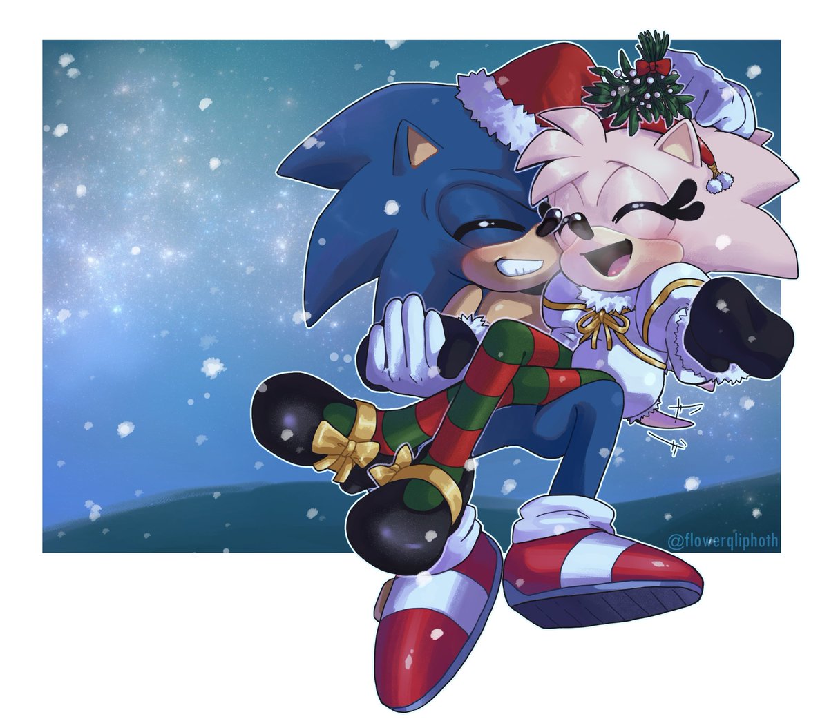 FlowerQliphoth's tweet photo. Special delivery! A seasonal #Sonamy for @JoshTarwater's contest 🎁🎄 I hope you like it!!💞
#SonicTheHedgehog https://t.co/uun5wrikID