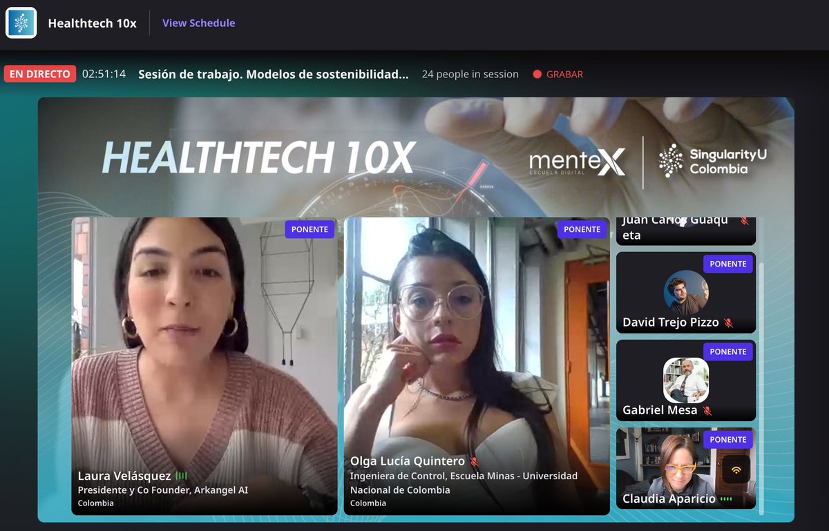 Admirados por el talento y compromiso de las mujeres STEM de Colombia. Hoy nos acompañaron en nuestro programa de HealthTech 10X  Olga Lucia Quintero PhD en ingeniería de sistemas de control profesora del Dpto de matemáticas de <a href="/eafit/">Universidad EAFIT</a> y Laura Velasquez CEO de <a href="/ArkangelAi/">ArkAngel</a>