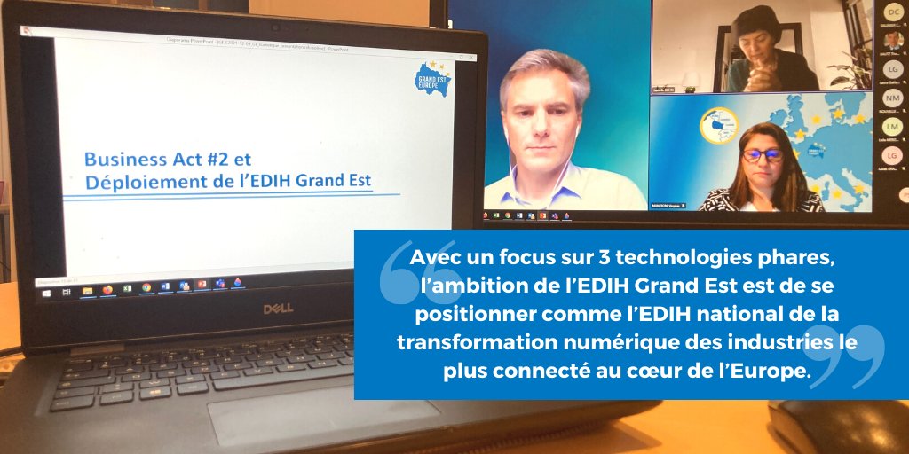 💻 Nous tenions cet après midi le groupe de travail "Transition numérique" qui accueillait Isabelle Kuhn, de @GrandENov  &amp; <a href="/AntoineTrotet/">Antoine Trotet</a> de la <a href="/regiongrandest/">Région Grand Est</a> pour un dialogue avec nos membres sur la démarche du Business Act 2 et l'élaboration de l'#EDIH Grand Est !