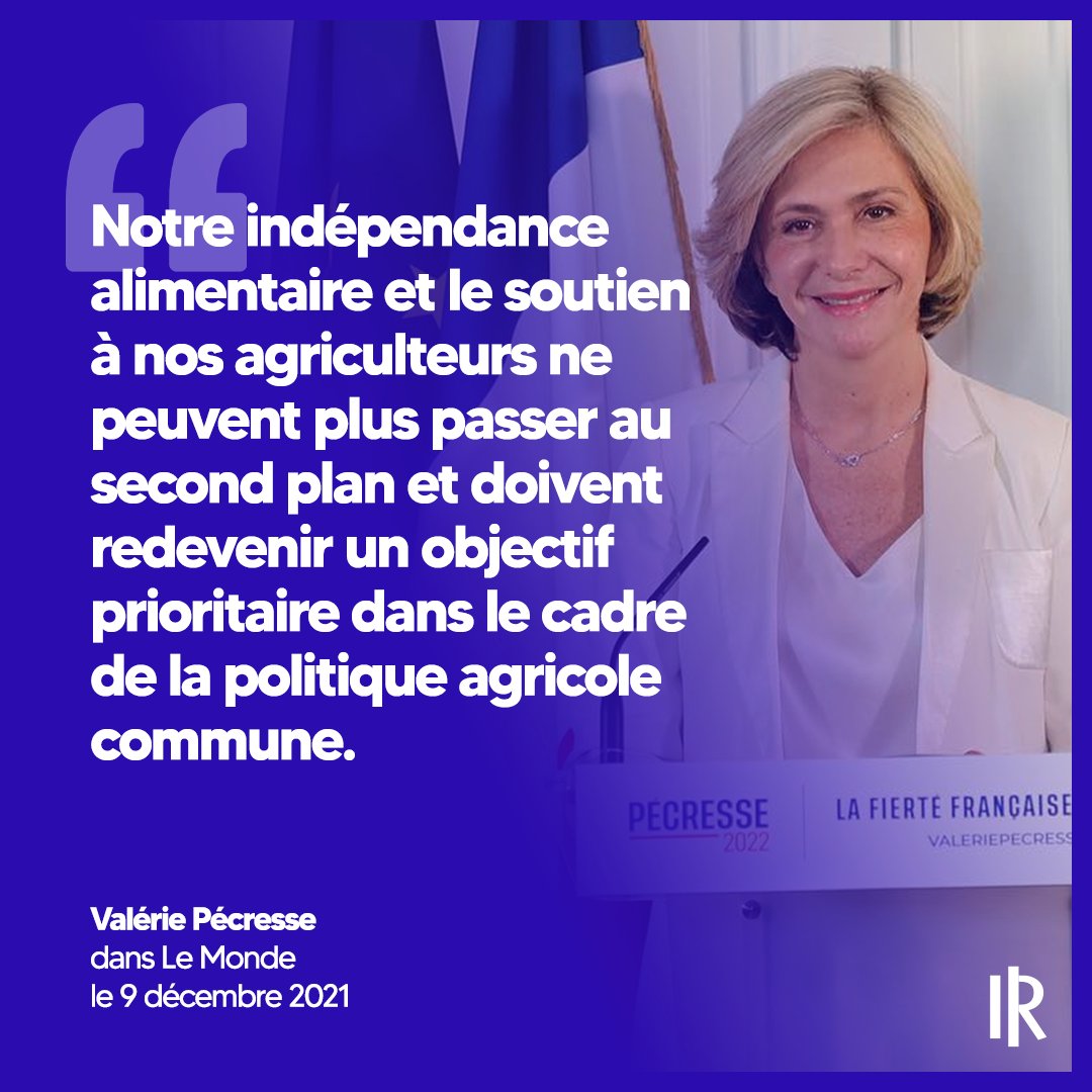 .<a href="/vpecresse/">Valérie Pécresse</a> : « Notre indépendance alimentaire et le soutien à nos agriculteurs ne peuvent plus passer au second plan et doivent redevenir un objectif prioritaire dans le cadre de la politique agricole commune. »

📰 lemonde.fr/idees/article/…