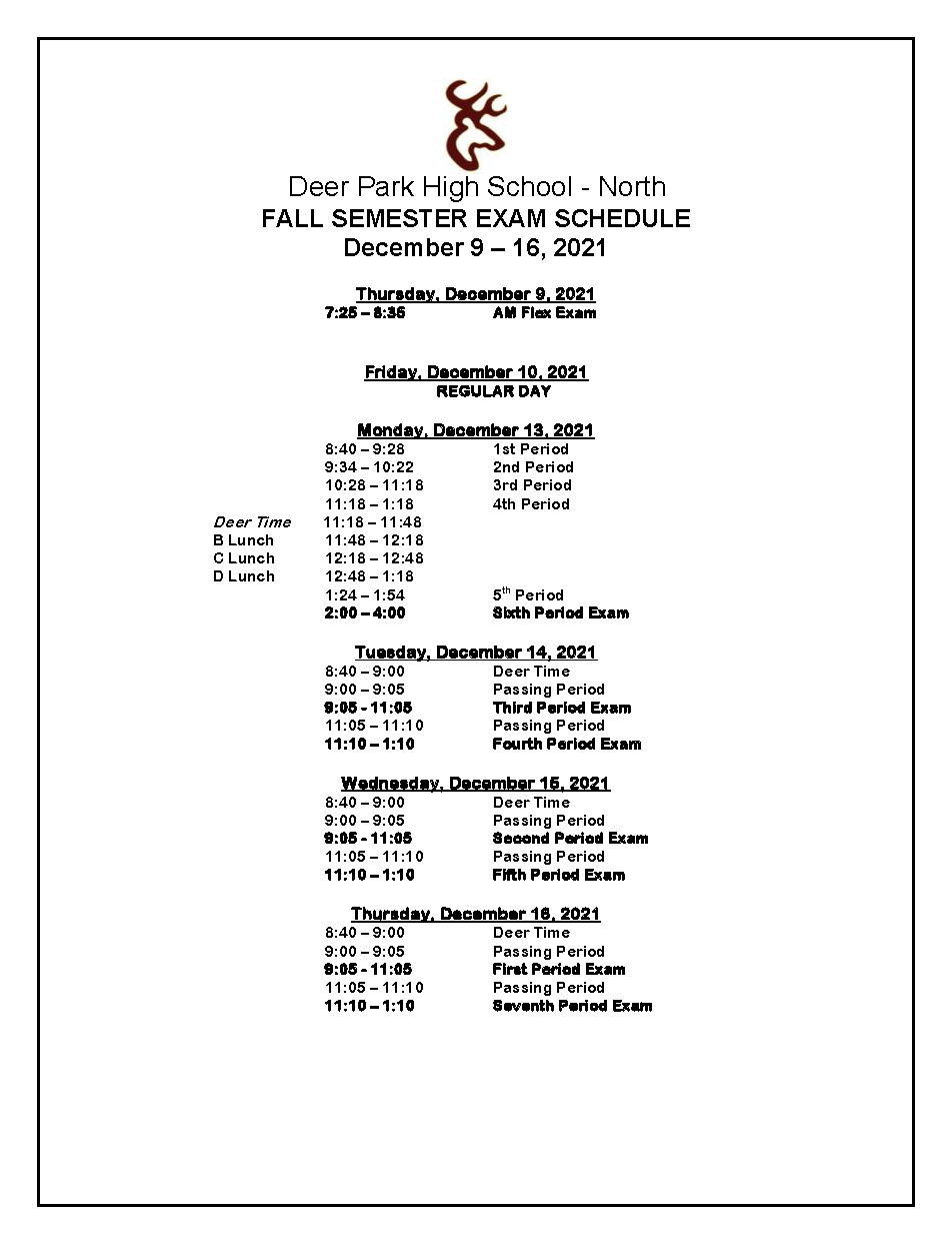 Ut Austin Final Exam Schedule Fall 2022 North Campus (@Dpisd_North) / Twitter