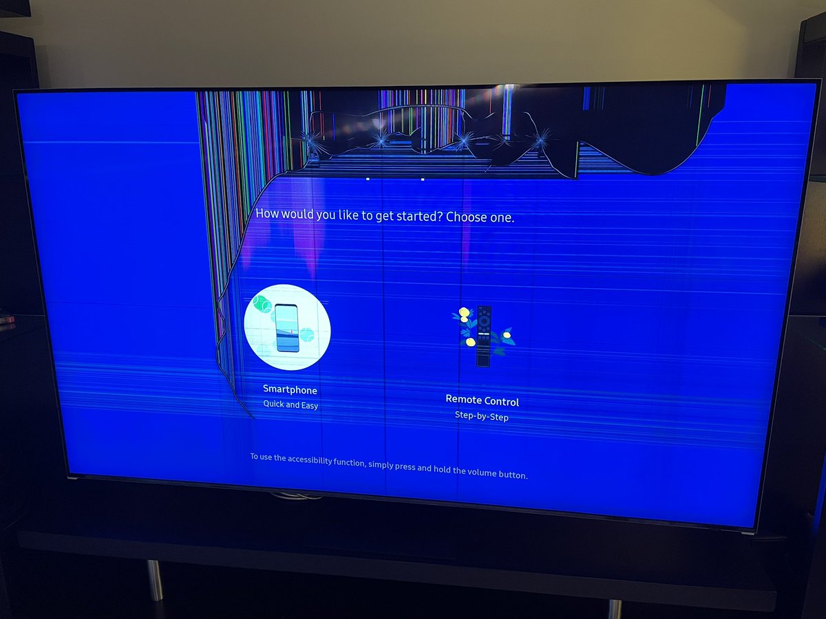 360Hook's tweet photo. @SamsungTV IM SHOCKED! We purchased this TV for our brother right from Samsung, took was about 2 weeks to surprise him. Plugged it in and it’s broken. Even with the warranty we bought Samsung says they won’t exchange it. Right out of the box!! WOW! https://t.co/DuZ4ZJdq9M