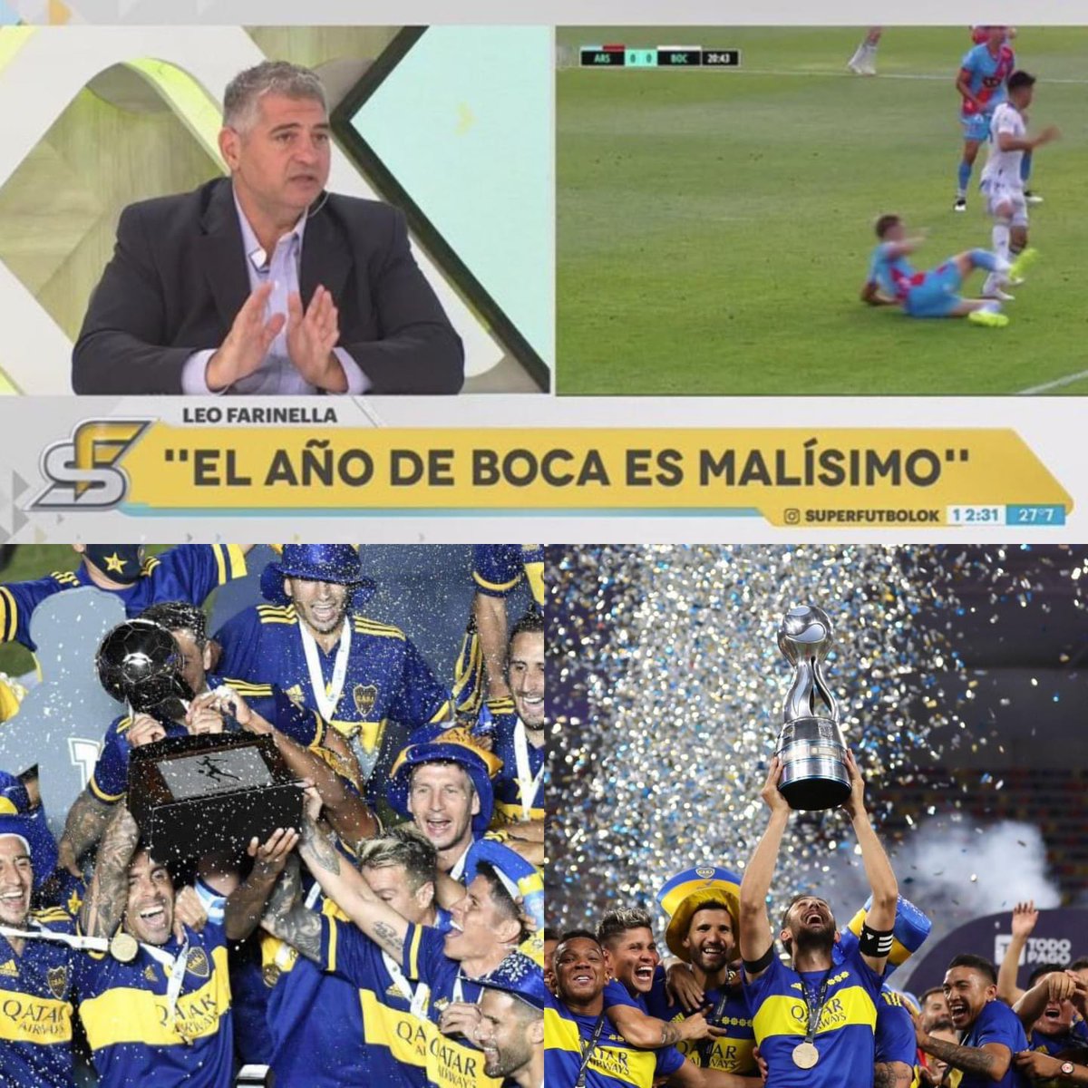 PasionAzulYOro_'s tweet photo. ¿Año malisimo de Boca? 2 títulos y 2 eliminaciones a riBer.

Año malisimo de otros es jugar 1 año en la B 😂🅱️ https://t.co/liOnMoARLo