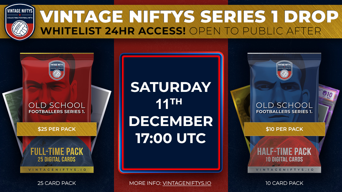 FromNullToZero's tweet photo. FREE #NFT by @VintageNiftys

Collectible Vintage Football NFTs are dropping on December  11th, 17h UTC
https://t.co/7WyHhulrkC

Drawing Half- and Full-Time pack in 72 hours:

⚽️like &amp; retweet
⚽️follow @VintageNiftys &amp; @FromNullToZero
⚽️tag a friend!

DSCRD https://t.co/T9t36KS68I https://t.co/CkavR2WNko