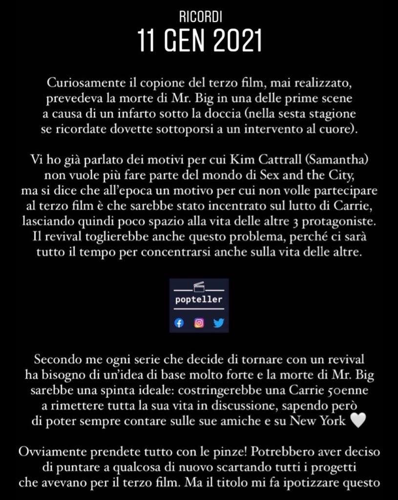 popteller_'s tweet photo. “Secondo me ogni serie che decide di tornare con un revival ha bisogno di un’idea di base molto forte e…”

11 mesi fa stavo già nel futuro #AndJustLikeThat  @SkyItalia @NOWTV_It https://t.co/Gl1X1jhEEM