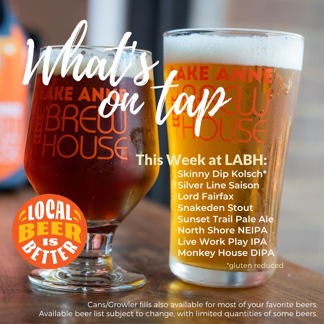 lakeannebrew's tweet photo. What's On Tap: Lots of great choices this week! Have you had our Silver Line Saison yet? This French farmhouse style ale is aromatic and fruity with a dry finish.
.
#whatsontap #supportsmallbreweries #locallypoured #localbeerisbetter #saison #lifeonlakeanne #silverline #restonva https://t.co/yG0yX6095d