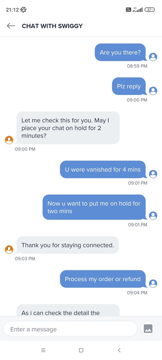cutesteev's tweet photo. @swiggy_in I ordered for the first time in your instamart and see the response of your service. 
That's why people prefer zomato over swiggy. 
@zomato @SwiggyInstamart https://t.co/irTUHO8bfG