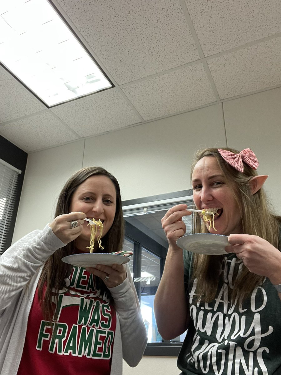 Elf day at school! <a href="/SlaughterPto/">Earl Slaughter Elementary PTO</a> went big and committed with the snacks! Not gonna lie… it wasn’t the worst thing 😂 <a href="/MrsAColwell/">Audrey Colwell</a>  always willing to try new things with me😉#slaughterliveskind #mymisd #prideinside2122 #smilingsmyfavorite #sugar #buddytheelfwhatsyourfavoritecolor