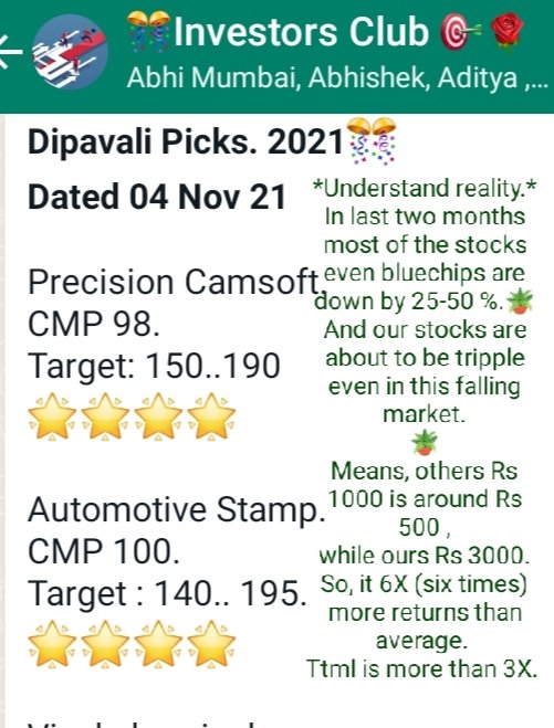Abhi4Research's tweet photo. Now people started to mention #Autostamp at Rs 300.
I did mention at Rs 50. And mentioning almost every level every day since then. Now almost 600 % returns.
It does matter when and what you catch.
If you do good. People will do follow you.
#Conviction
@darshitpatel84 https://t.co/wSTrbhKCyu