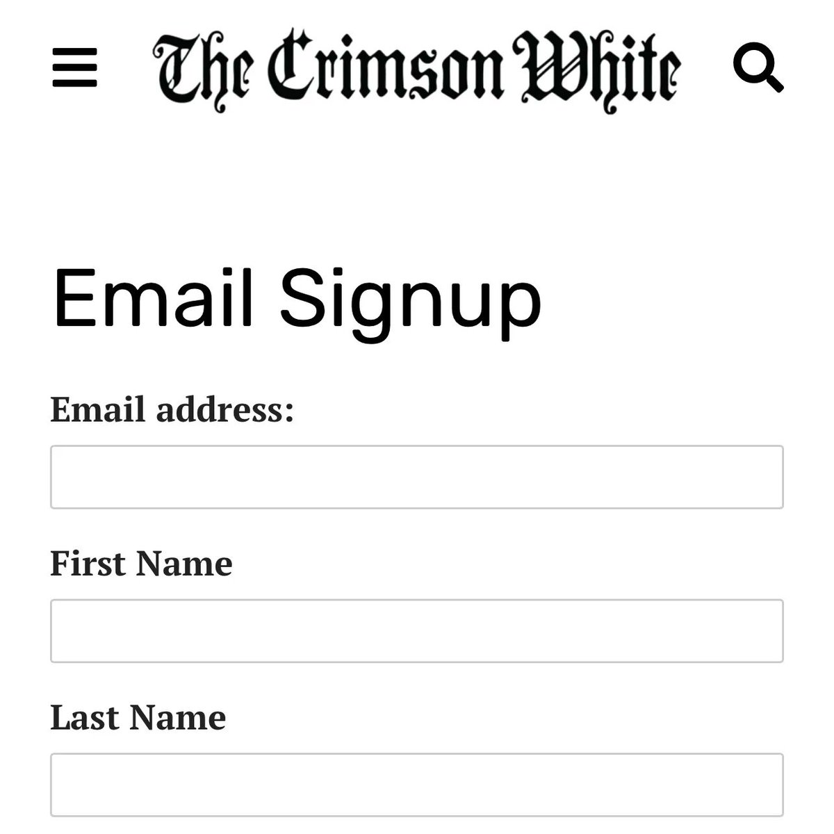 UAStudentMedia's tweet photo. Make sure to sign up for the @TheCrimsonWhite newsletter so you stay up to date!! Signing up for the newsletter keeps you updated on all things Crimson White!
#BamaStudentLife #CollegeMedia #TodayAtUA https://t.co/8MlJ1jAF4u