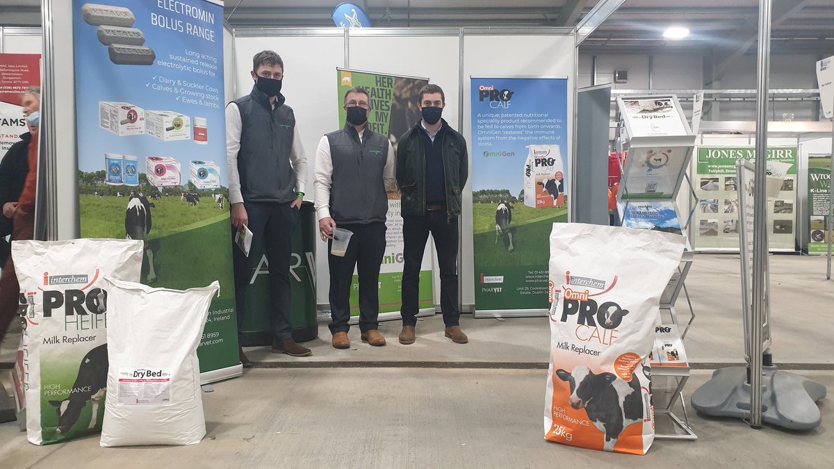 FarmingFocus's tweet photo. PHARVET out in full force at #WinterFair today including our Northern Ireland Territory Manager Shane Geraghty, Ruminant Nutritionist Bill Ryan and distributor Jonathan Bristow. We have some exciting new products including #OMNIGEN #OMNIPROCALF #Electrominbolus and #Drybed https://t.co/qYuHtmSvcH