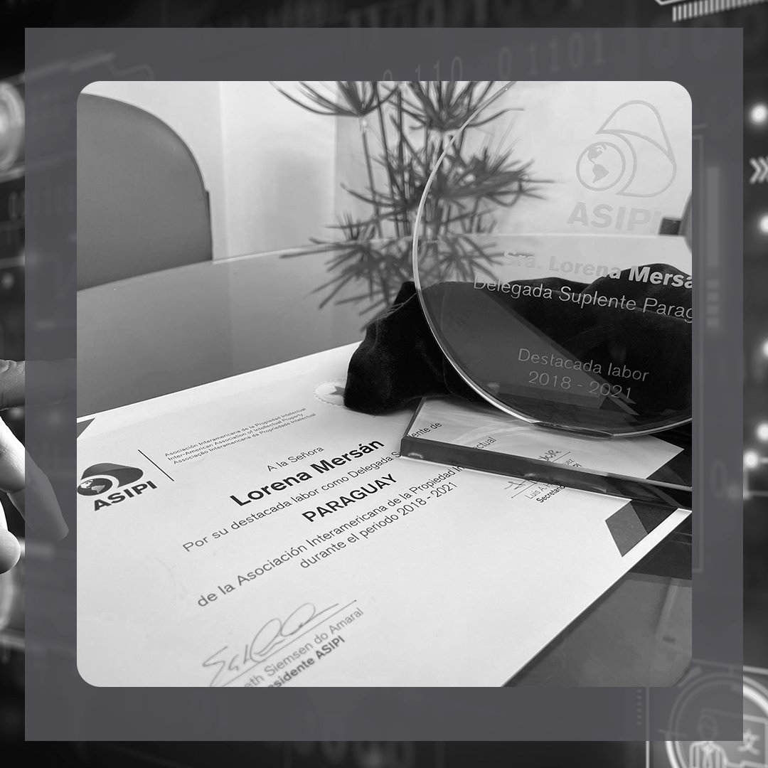 mersan_py's tweet photo. Estamos orgullosos de compartir la reciente designación de nuestra socia, Lorena Mersán, como Delegada Titular de Paraguay ante la Asociación Interamericana de la Propiedad Intelectual (ASIPI)

¡Felicidades Lorena!

#Mersan #IP #ASIPI #MersanLaw #IntellectualProperty https://t.co/g5pgFyLbcm
