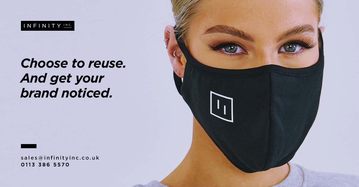 InfinityIncHQ's tweet photo. Looking for a quick turnaround on reusable masks? 😷

With a low minimum order of 50, we can deliver plain reusable masks in just 48 hours!💥Plus, all our masks have the option to be branded and delivered within 3 weeks!

Speak to our team about our full-colour print options 👍 https://t.co/omYydVnWY0