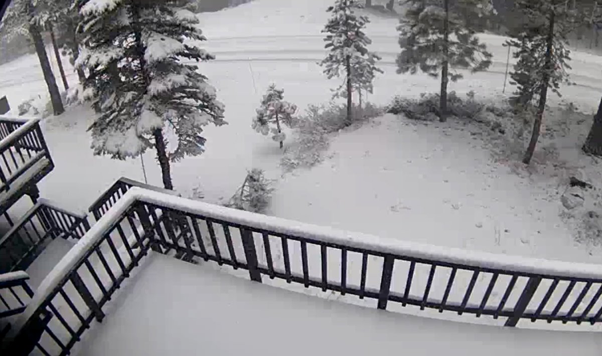 Heidim33's tweet photo. @SPaulsonKTVU  Good Morning Steve.  Nice accumulation in Truckee and it’s still snowing ❄️ https://t.co/T6Qks1uXh5
