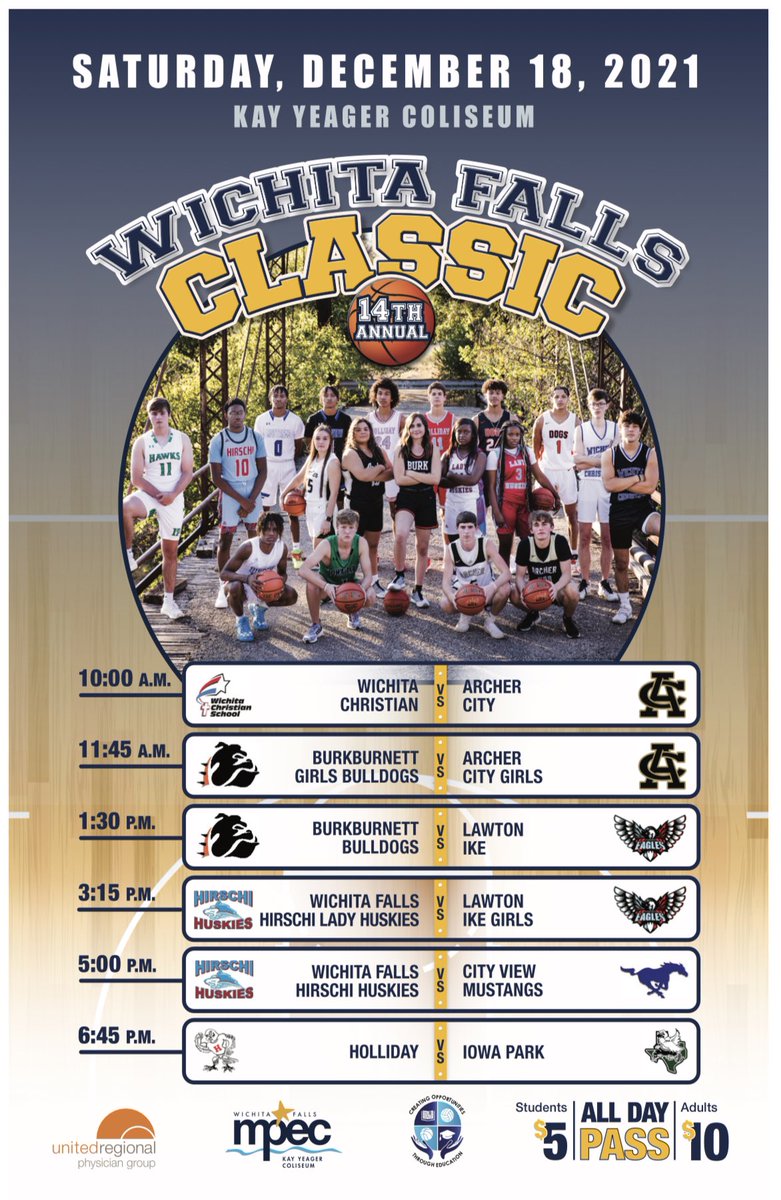 HirschiMBBall's tweet photo. We are getting closer to the WIchita Falls Classic. 

Saturday December 18th at the Kay Yeager Coliseum!! 

6 games in one day. $10 for adults and $5 for students for a all day pass. 

@wfmpec 
@hoopinsider 
@Hull_TRN 
@KfdxTobin 
@EBjorklundKAUZ https://t.co/giV9wl70OA