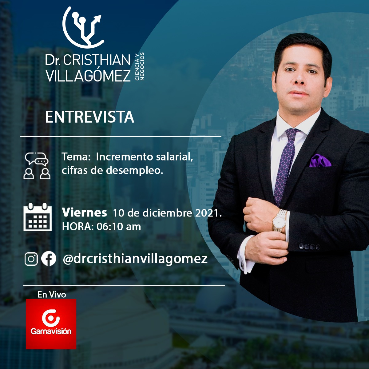 cristhianvilecu's tweet photo. #EntrevistaGamavisión
📅 Viernes 10 de diciembre 2021
📺  Noticiero @Gamavisionecu
⏰ 06:10 am 
Tema: Incremento salarial y cifras de desempleo.
Te invito a que me escuches y juntos propongamos soluciones. @fedeecuador https://t.co/jy1FI9E0Ir